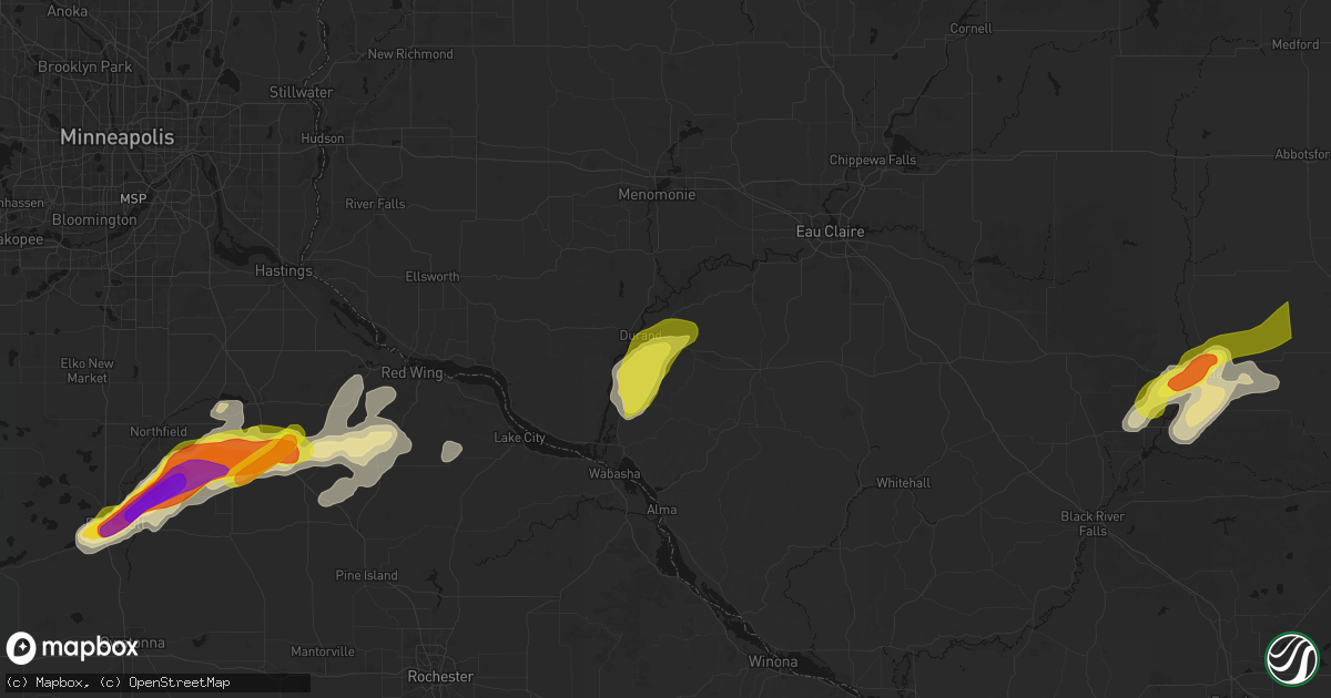 Hail map in Durand, WI on April 13, 2026