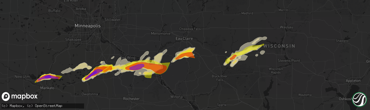 Hail map in Eleva, WI on April 13, 2026