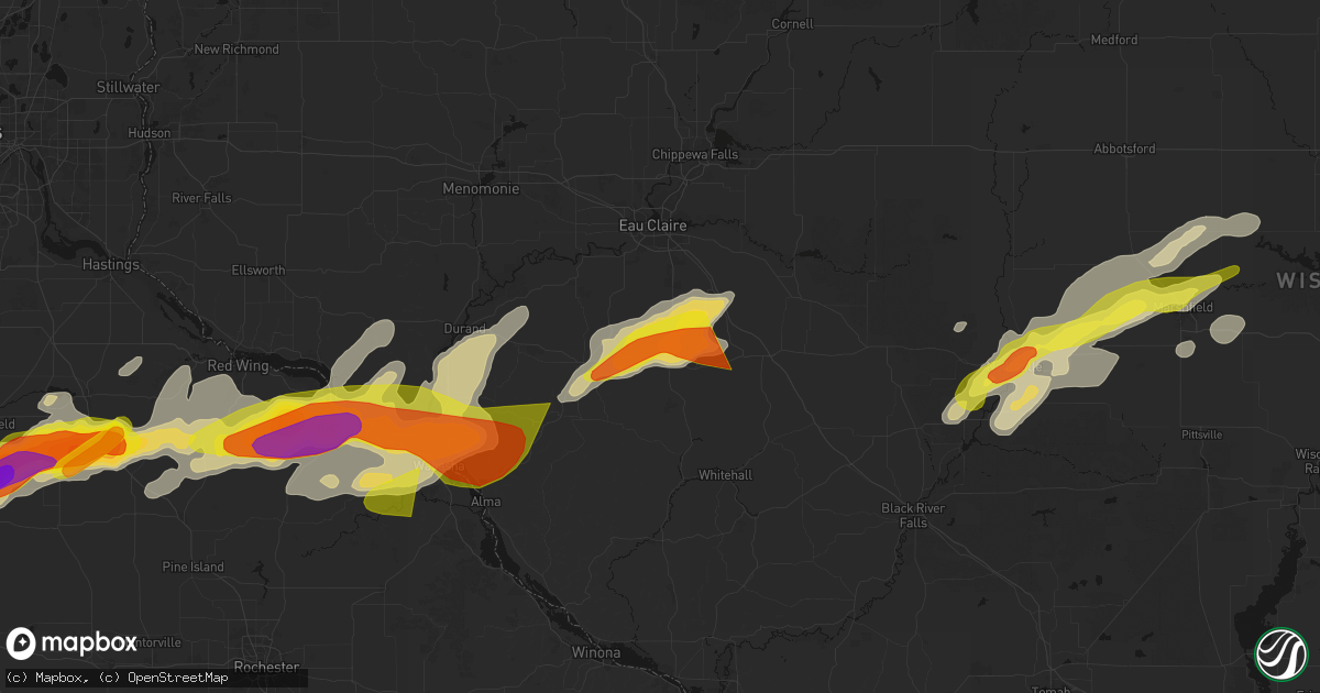 Hail map in Eleva, WI on April 13, 2026