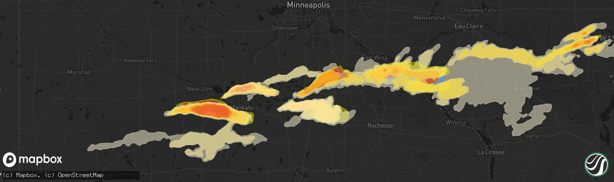 Hail map in Faribault, MN on April 13, 2026