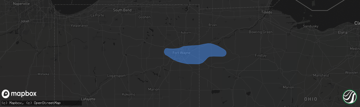 Hail map in Fort Wayne, IN on April 13, 2026