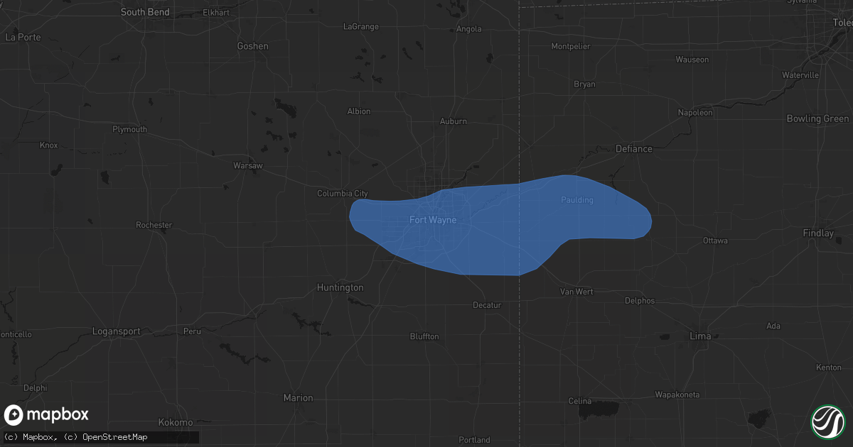 Hail map in Fort Wayne, IN on April 13, 2026