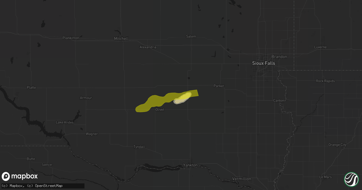 Hail map in Freeman, SD on April 13, 2026