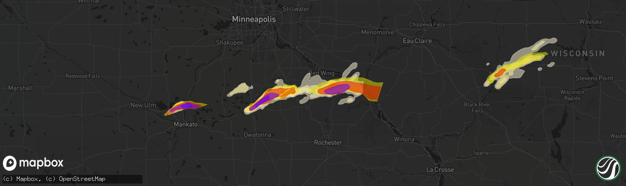 Hail map in Goodhue, MN on April 13, 2026