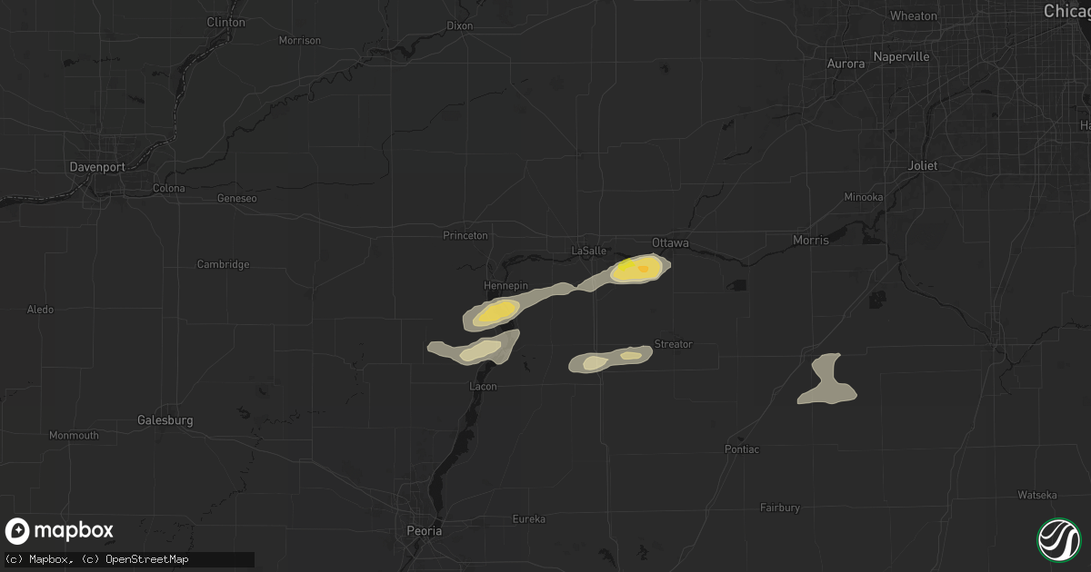 Hail map in Granville, IL on April 13, 2026