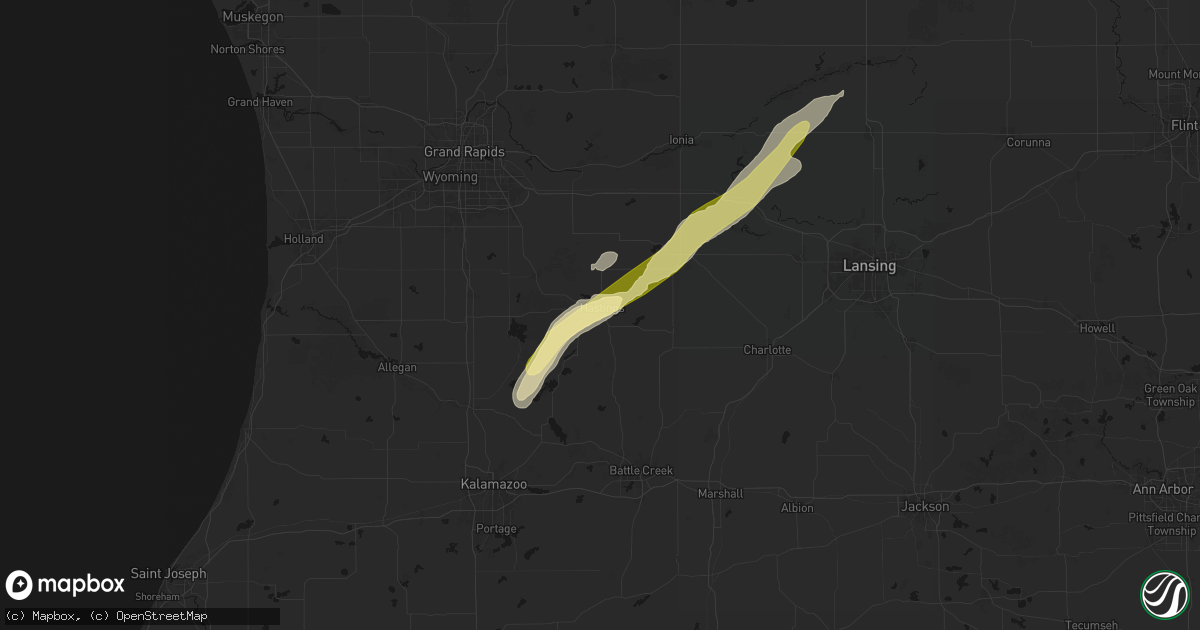 Hail map in Hastings, MI on April 13, 2026