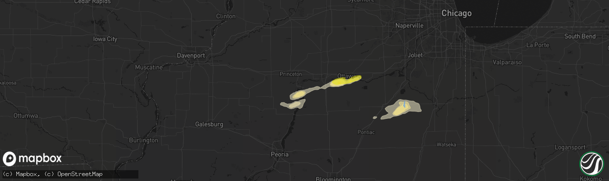 Hail map in Hennepin, IL on April 13, 2026