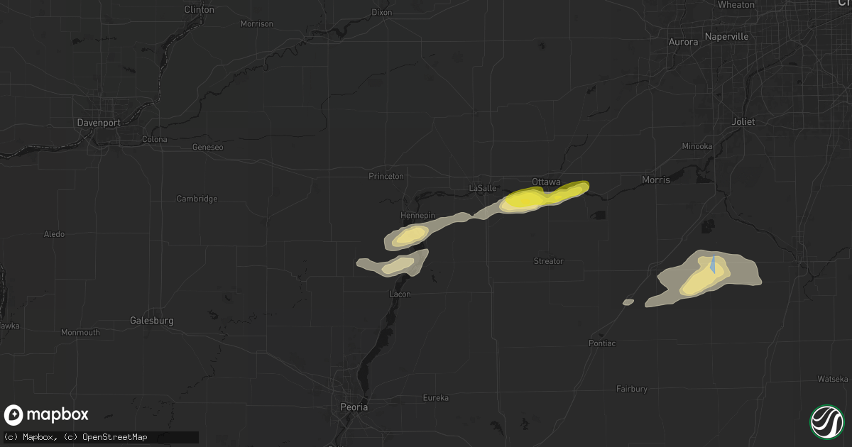 Hail map in Hennepin, IL on April 13, 2026