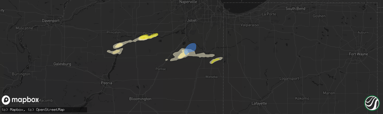 Hail map in Herscher, IL on April 13, 2026