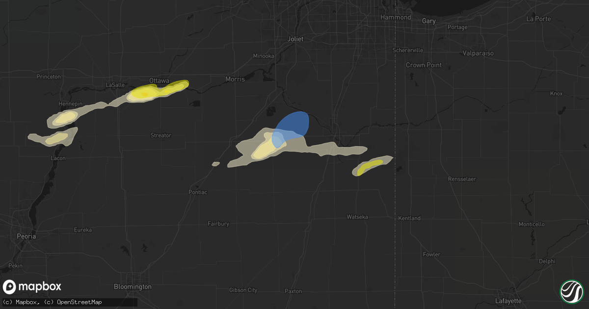 Hail map in Herscher, IL on April 13, 2026