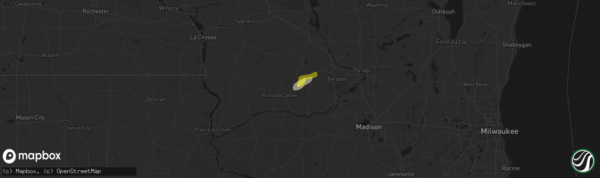 Hail map in Hillpoint, WI on April 13, 2026