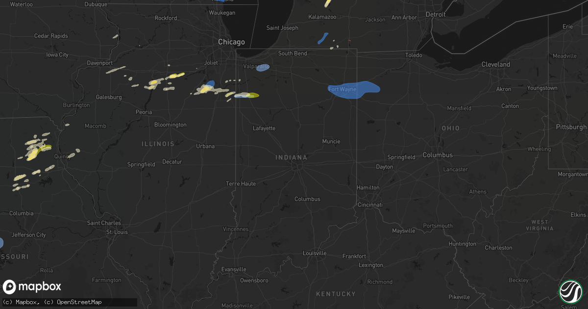 Hail map in Indiana on April 13, 2026