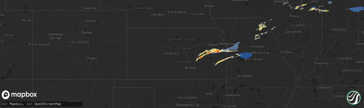 Hail map in Kansas on April 13, 2026