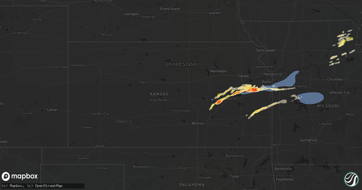 Hail map in Kansas on April 13, 2026