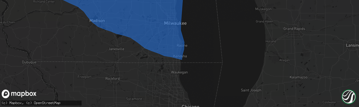 Hail map in Kenosha, WI on April 13, 2026