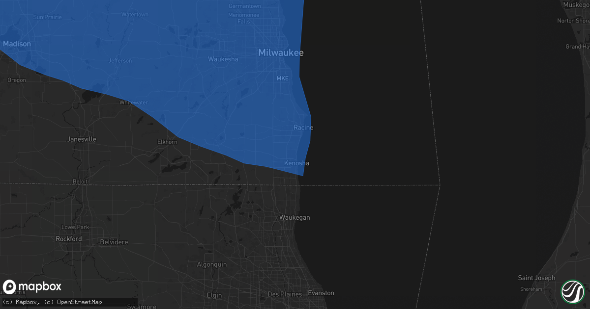 Hail map in Kenosha, WI on April 13, 2026