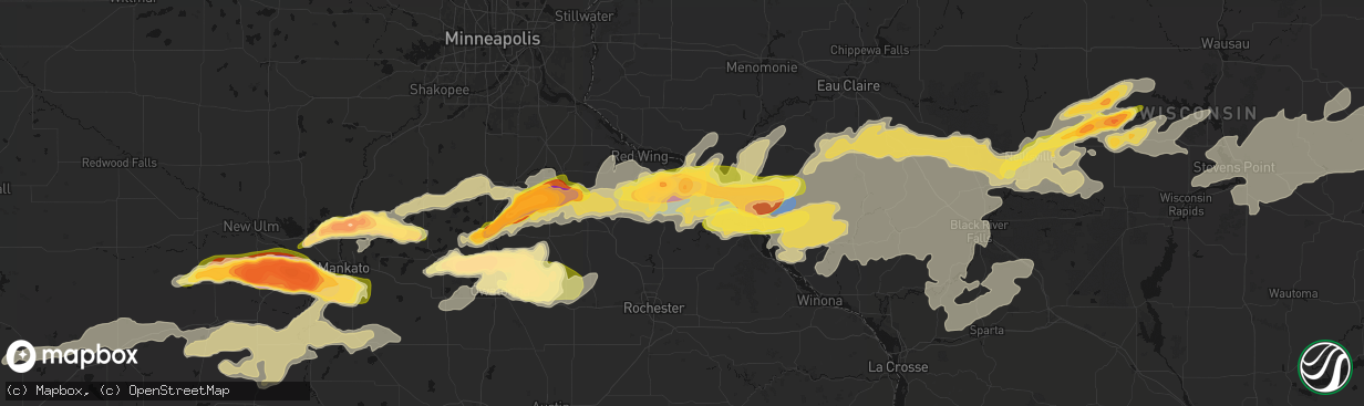 Hail map in Lake City, MN on April 13, 2026