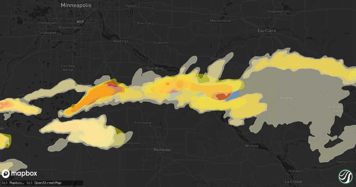 Hail map in Lake City, MN on April 13, 2026