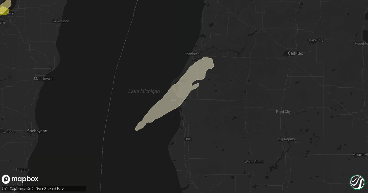 Hail map in Ludington, MI on April 13, 2026