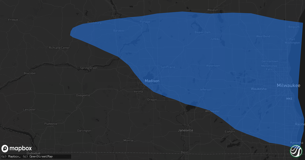Hail map in Madison, WI on April 13, 2026