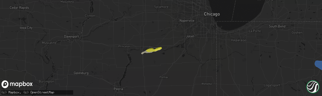 Hail map in Marseilles, IL on April 13, 2026