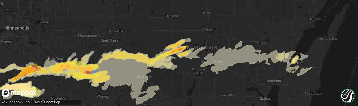 Hail map in Marshfield, WI on April 13, 2026