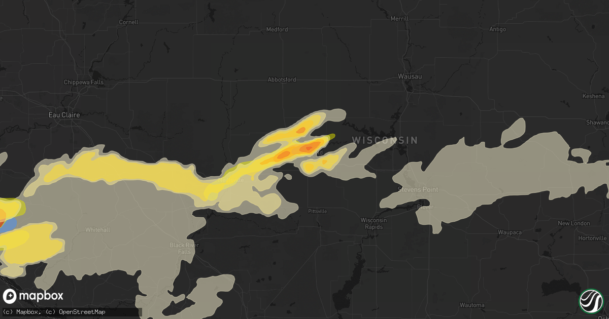 Hail map in Marshfield, WI on April 13, 2026