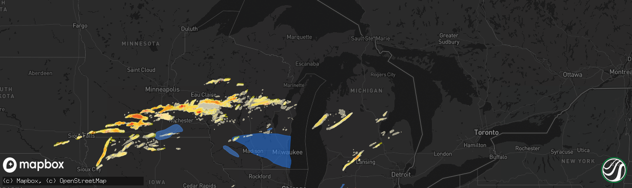 Hail map in Michigan on April 13, 2026