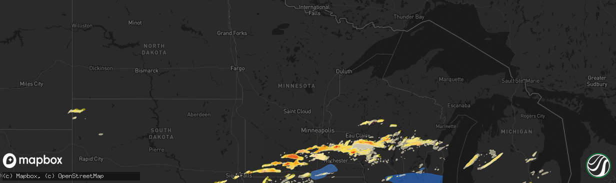 Hail map in Minnesota on April 13, 2026