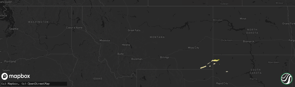 Hail map in Montana on April 13, 2026