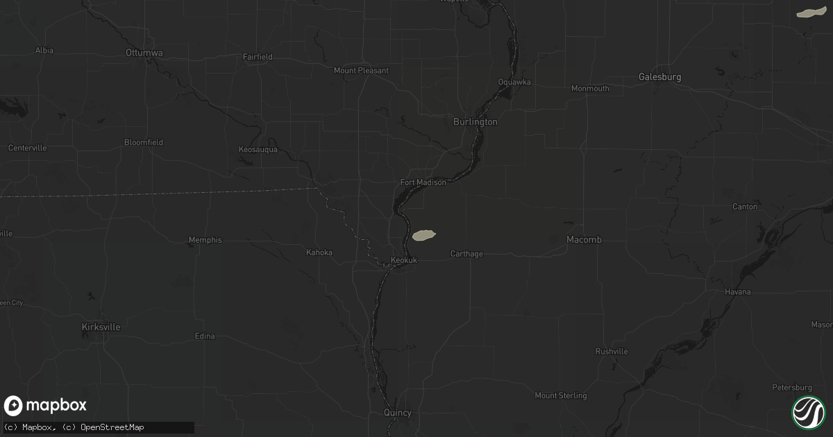 Hail map in Nauvoo, IL on April 13, 2026