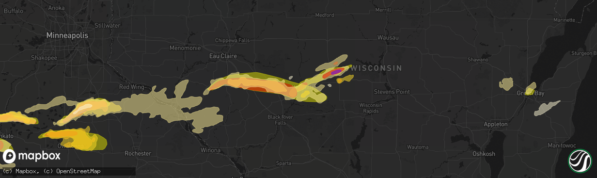 Hail map in Neillsville, WI on April 13, 2026