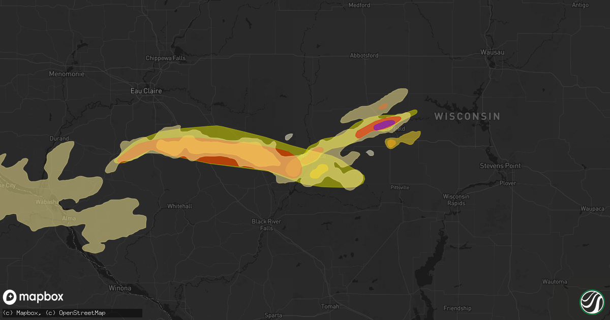 Hail map in Neillsville, WI on April 13, 2026