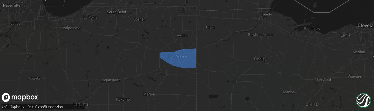 Hail map in New Haven, IN on April 13, 2026