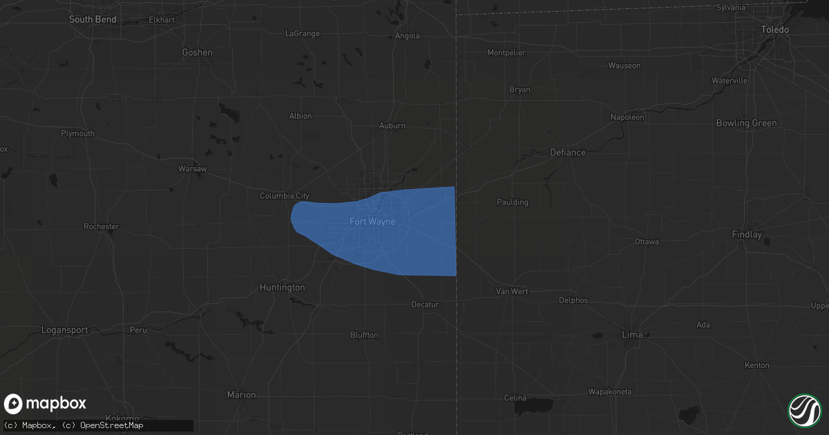 Hail map in New Haven, IN on April 13, 2026