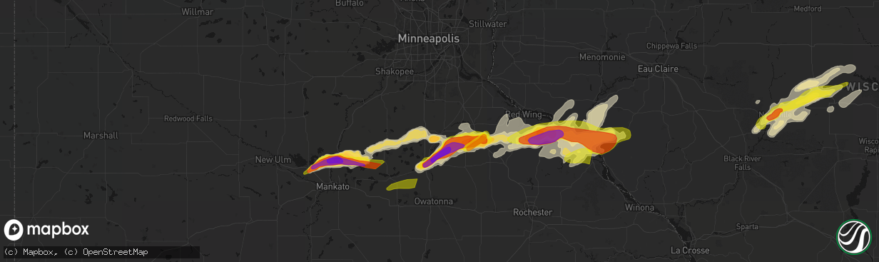 Hail map in Northfield, MN on April 13, 2026
