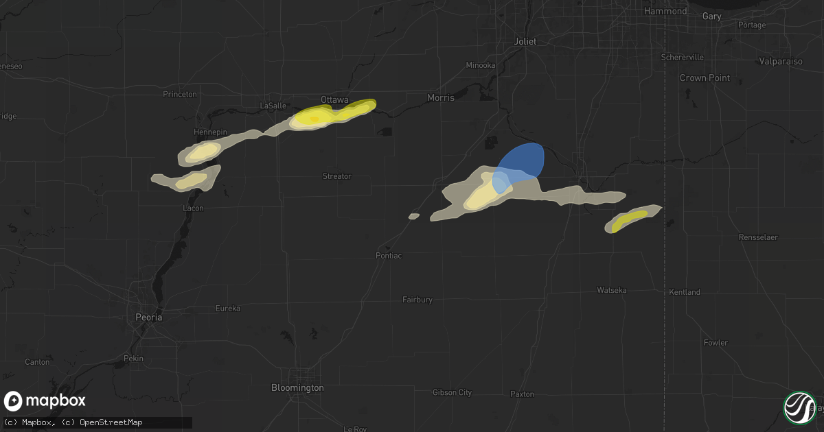 Hail map in Odell, IL on April 13, 2026