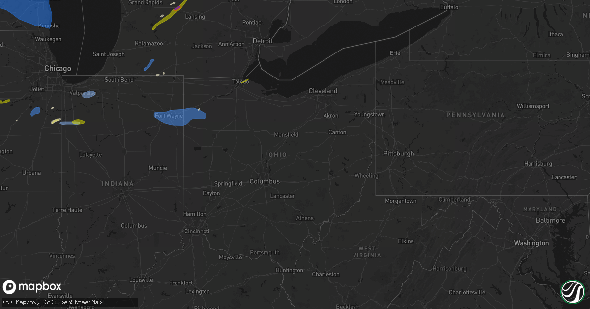 Hail map in Ohio on April 13, 2026
