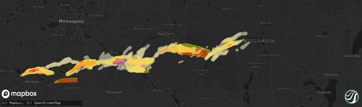 Hail map in Osseo, WI on April 13, 2026