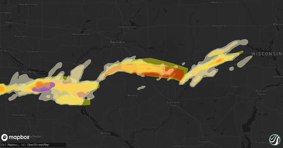 Hail map in Osseo, WI on April 13, 2026