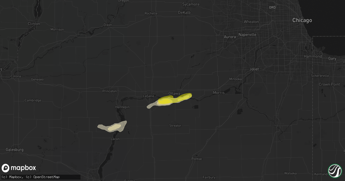 Hail map in Ottawa, IL on April 13, 2026