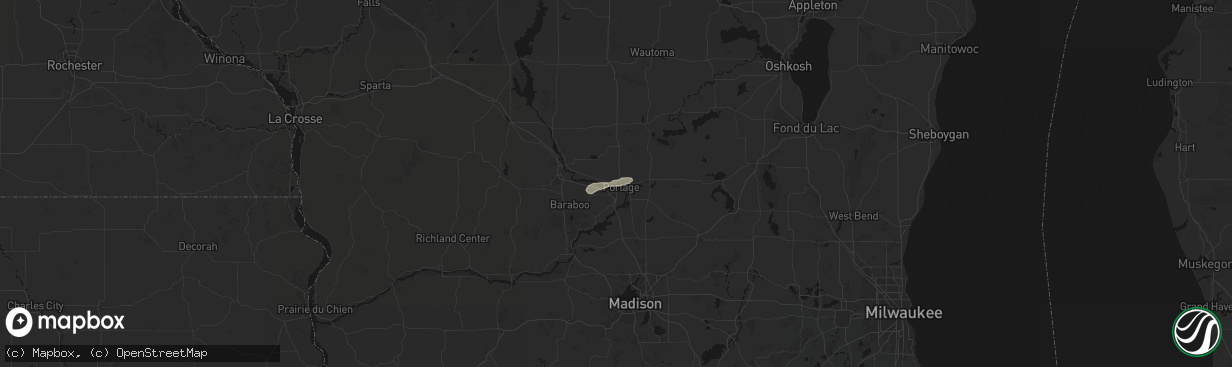 Hail map in Portage, WI on April 13, 2026