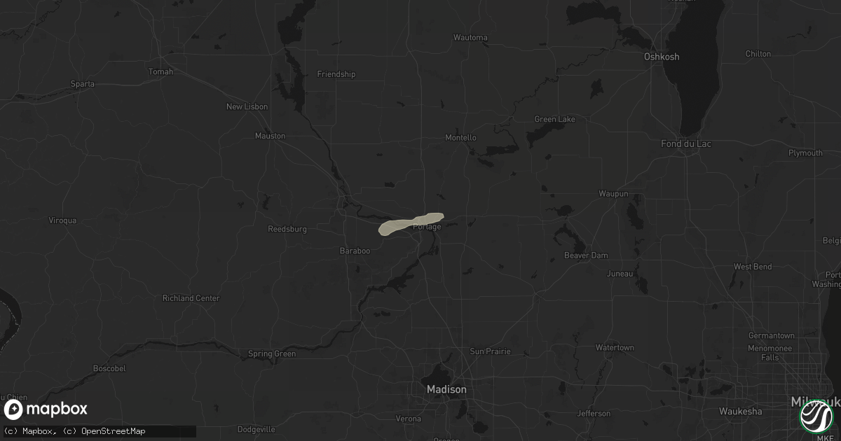 Hail map in Portage, WI on April 13, 2026