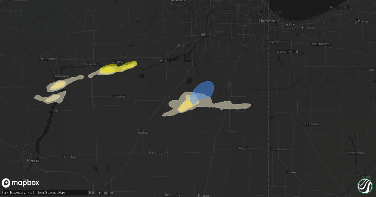 Hail map in Reddick, IL on April 13, 2026