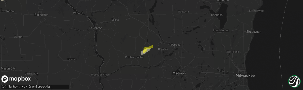 Hail map in Reedsburg, WI on April 13, 2026