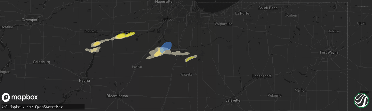 Hail map in Saint Anne, IL on April 13, 2026