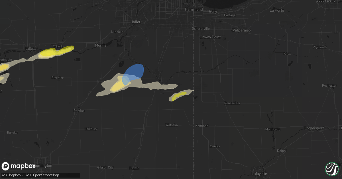 Hail map in Saint Anne, IL on April 13, 2026