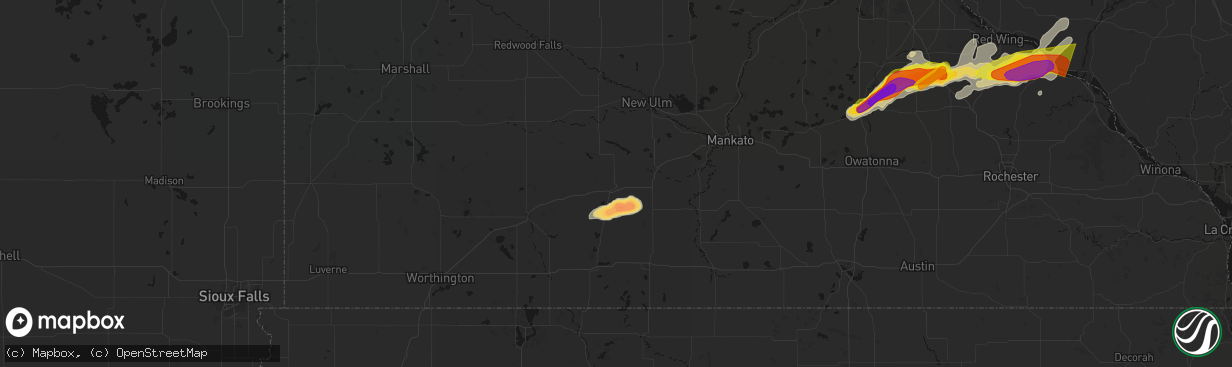 Hail map in Saint James, MN on April 13, 2026