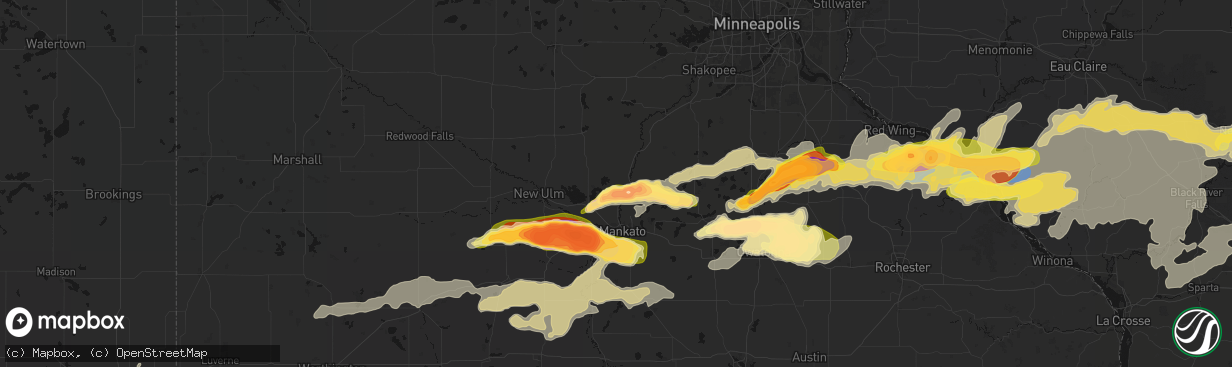 Hail map in Saint Peter, MN on April 13, 2026