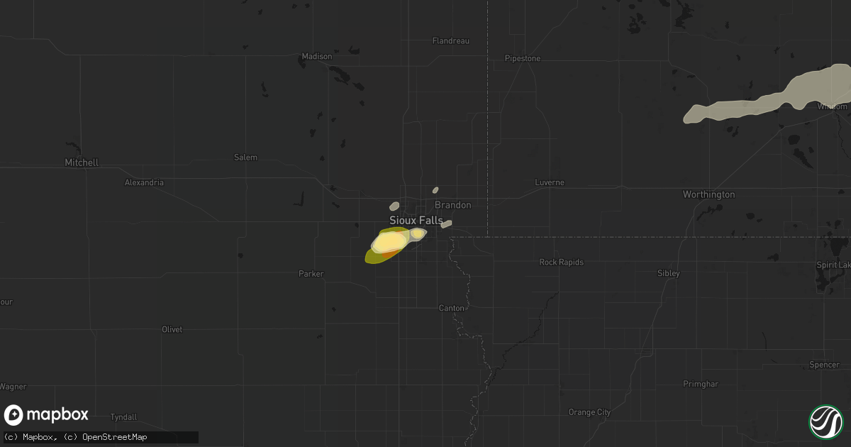 Hail map in Sioux Falls, SD on April 13, 2026